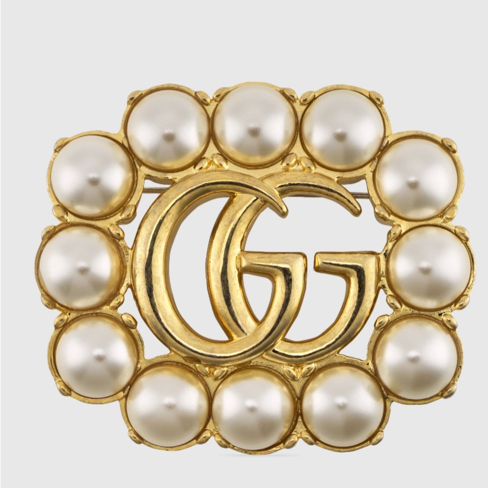 PEARL DOUBLE G BROOCH